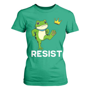 Resist Frog Kicking Crown T Shirt For Women Funny No Kings In America Free Portland TS02 Irish Green Print Your Wear