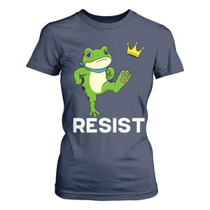 Resist Frog Kicking Crown T Shirt For Women Funny No Kings In America Free Portland TS02 Navy Print Your Wear