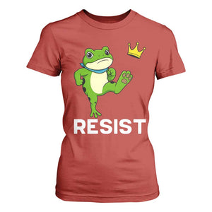 Resist Frog Kicking Crown T Shirt For Women Funny No Kings In America Free Portland TS02 Red Print Your Wear