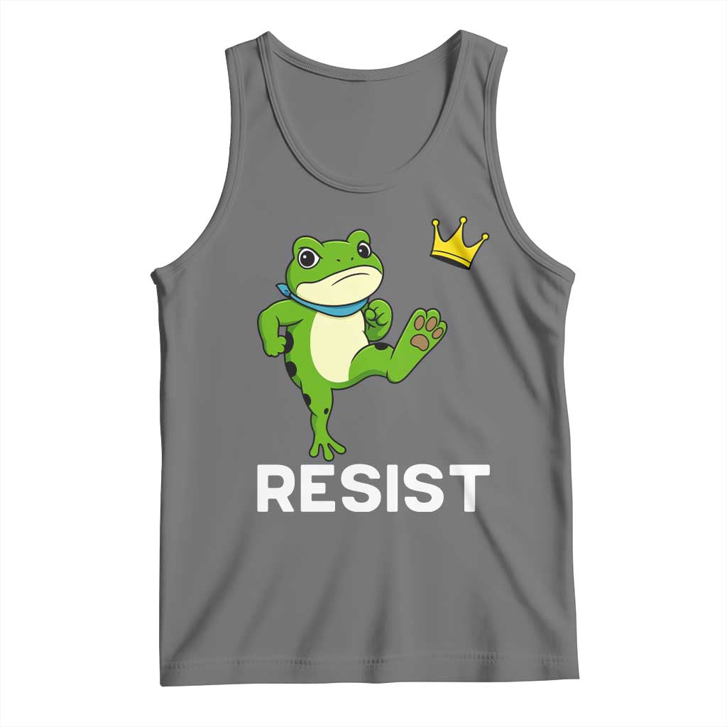 Resist Frog Kicking Crown Tank Top Funny No Kings In America Free Portland TS02 Black Heather Print Your Wear