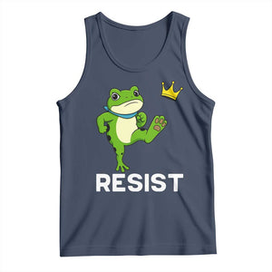 Resist Frog Kicking Crown Tank Top Funny No Kings In America Free Portland TS02 Navy Print Your Wear