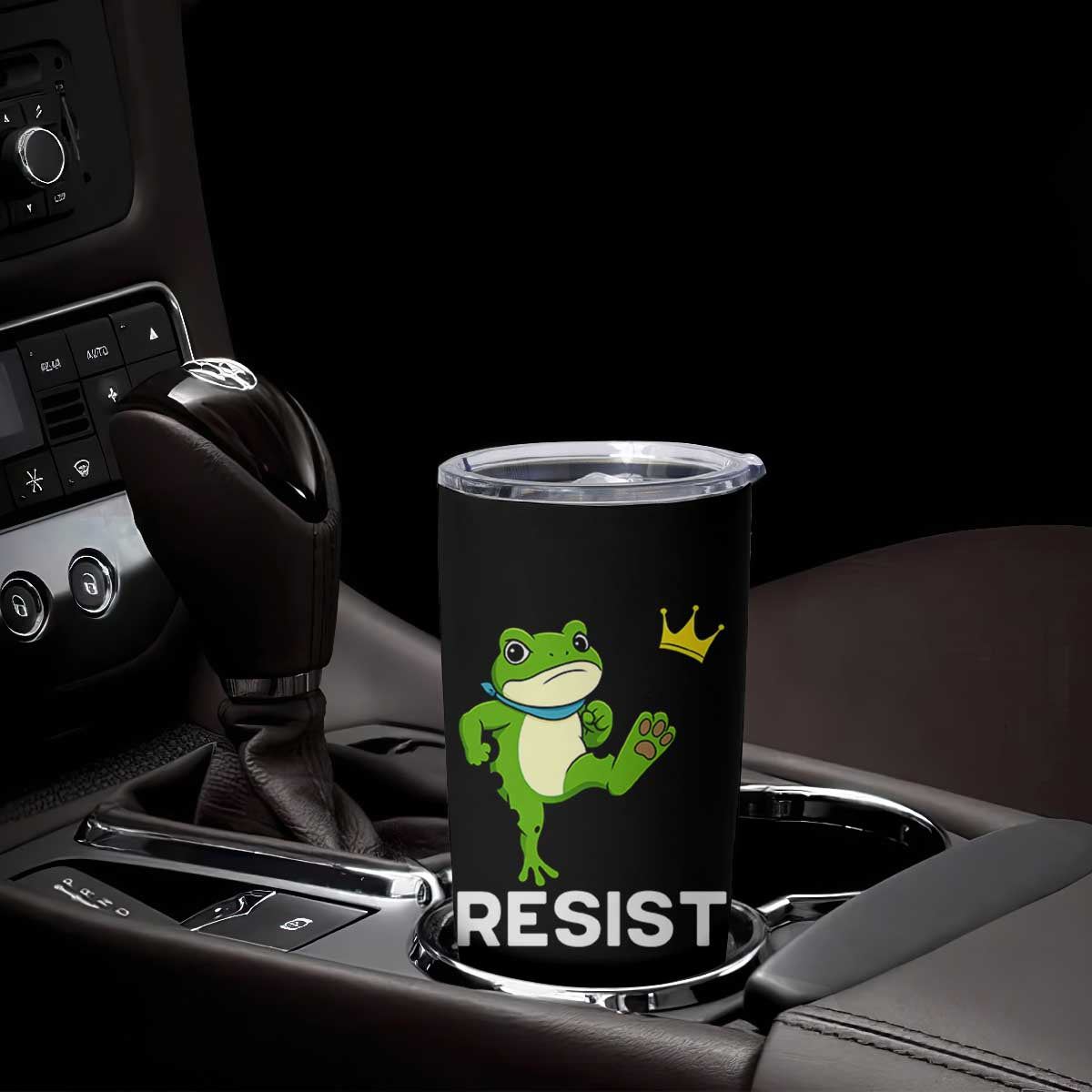 Resist Frog Kicking Crown Tumbler Cup Funny No Kings In America Free Portland TS02 Print Your Wear