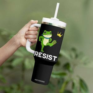 Resist Frog Kicking Crown Tumbler With Handle Funny No Kings In America Free Portland TS02 Print Your Wear