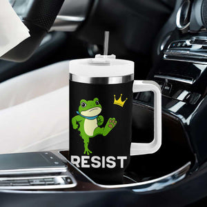 Resist Frog Kicking Crown Tumbler With Handle Funny No Kings In America Free Portland TS02 Print Your Wear