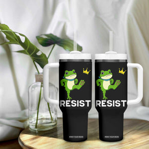 Resist Frog Kicking Crown Tumbler With Handle Funny No Kings In America Free Portland TS02 Print Your Wear