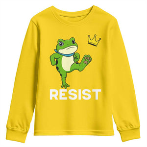 Resist Frog Kicking Crown Youth Sweatshirt Funny No Kings In America Free Portland TS02 Daisy Print Your Wear