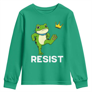 Resist Frog Kicking Crown Youth Sweatshirt Funny No Kings In America Free Portland TS02 Irish Green Print Your Wear