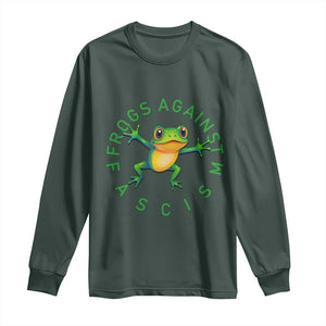 Frogs Against Fascism Long Sleeve Shirt Portland Frog Protest Together Strong TS02 Dark Forest Green Print Your Wear