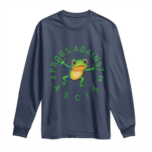 Frogs Against Fascism Long Sleeve Shirt Portland Frog Protest Together Strong TS02 Navy Print Your Wear