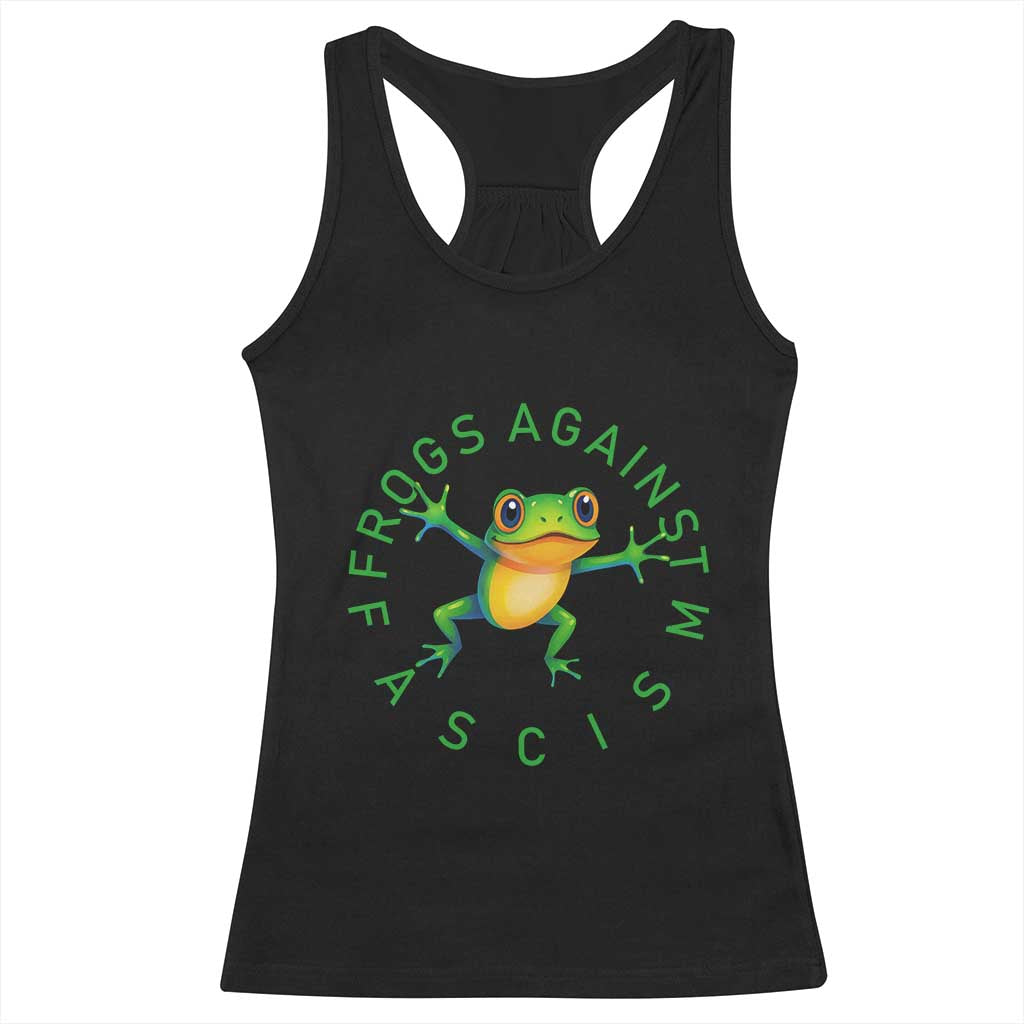 Frogs Against Fascism Racerback Tank Top Portland Frog Protest Together Strong TS02 Black Print Your Wear