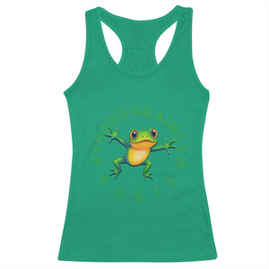 Frogs Against Fascism Racerback Tank Top Portland Frog Protest Together Strong TS02 Irish Green Print Your Wear