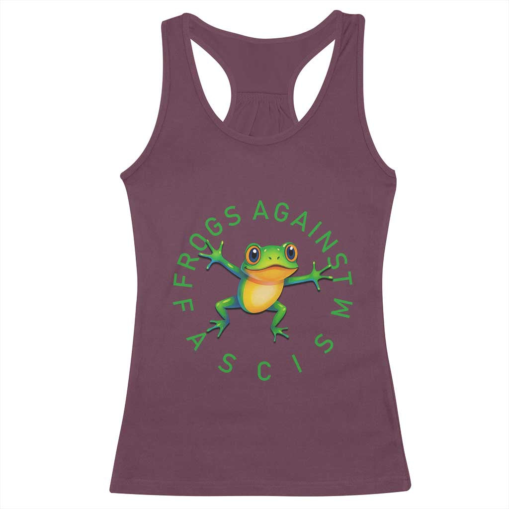 Frogs Against Fascism Racerback Tank Top Portland Frog Protest Together Strong TS02 Maroon Print Your Wear