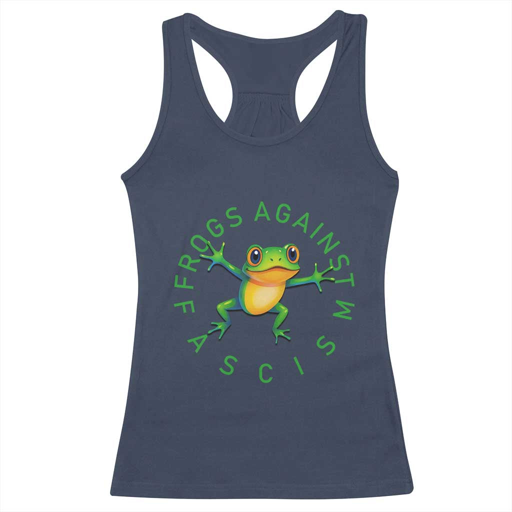Frogs Against Fascism Racerback Tank Top Portland Frog Protest Together Strong TS02 Navy Print Your Wear