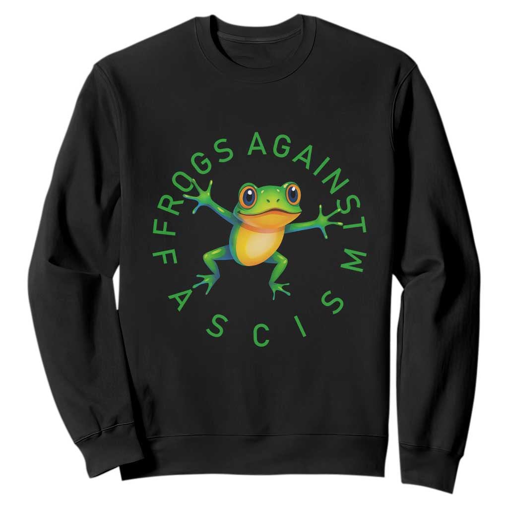 Frogs Against Fascism Sweatshirt Portland Frog Protest Together Strong TS02 Black Print Your Wear