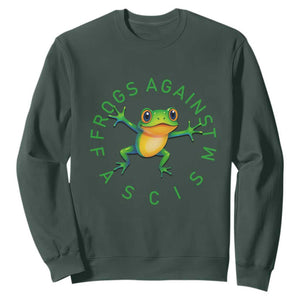 Frogs Against Fascism Sweatshirt Portland Frog Protest Together Strong TS02 Dark Forest Green Print Your Wear