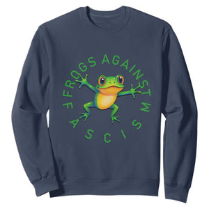 Frogs Against Fascism Sweatshirt Portland Frog Protest Together Strong TS02 Navy Print Your Wear