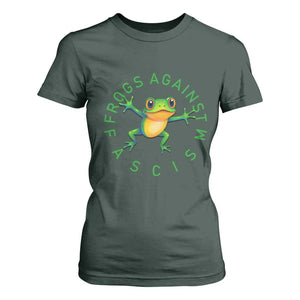 Frogs Against Fascism T Shirt For Women Portland Frog Protest Together Strong TS02 Dark Forest Green Print Your Wear