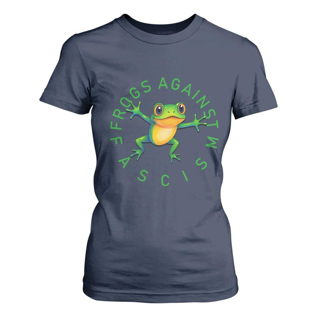 Frogs Against Fascism T Shirt For Women Portland Frog Protest Together Strong TS02 Navy Print Your Wear