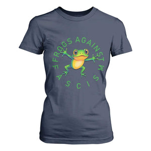 Frogs Against Fascism T Shirt For Women Portland Frog Protest Together Strong TS02 Navy Print Your Wear