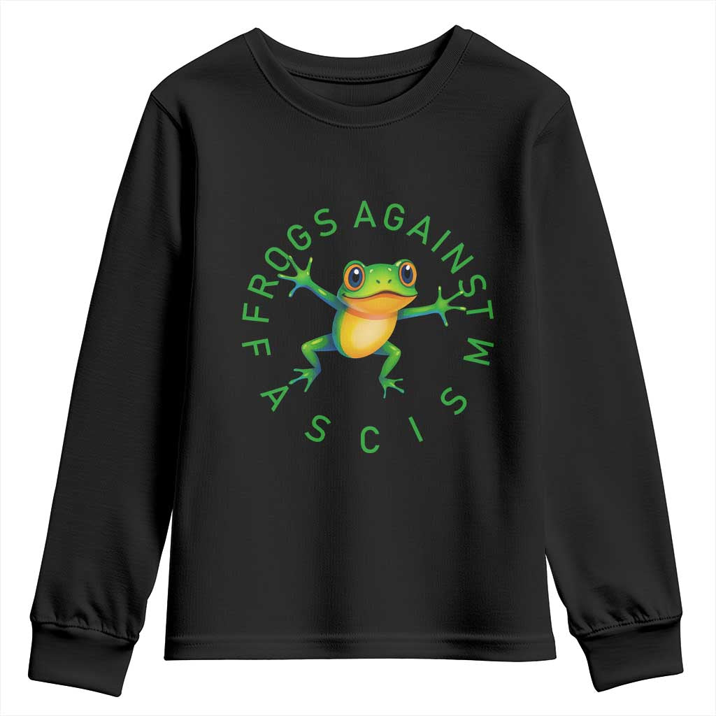 Frogs Against Fascism Youth Sweatshirt Portland Frog Protest Together Strong TS02 Black Print Your Wear
