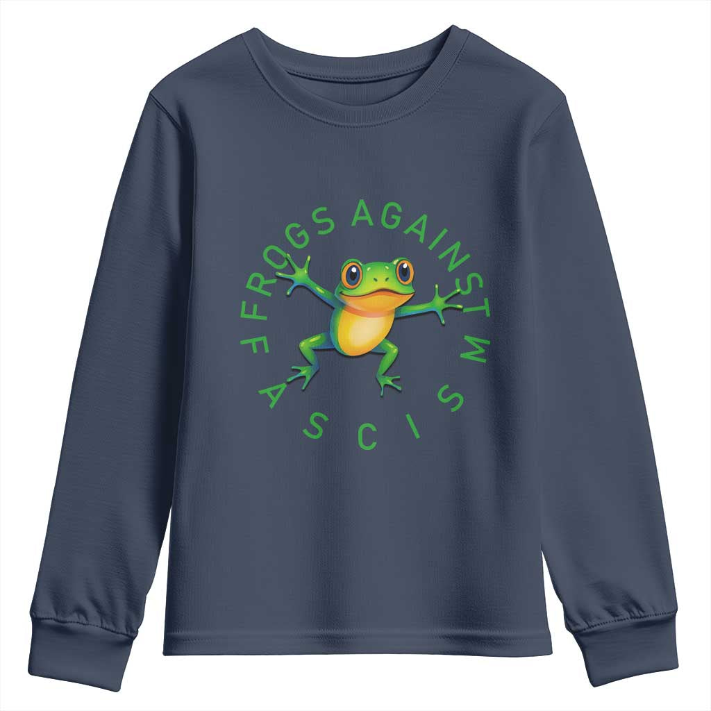 Frogs Against Fascism Youth Sweatshirt Portland Frog Protest Together Strong TS02 Navy Print Your Wear