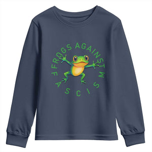 Frogs Against Fascism Youth Sweatshirt Portland Frog Protest Together Strong TS02 Navy Print Your Wear