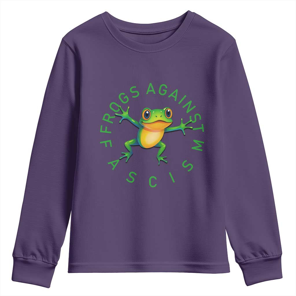 Frogs Against Fascism Youth Sweatshirt Portland Frog Protest Together Strong TS02 Purple Print Your Wear