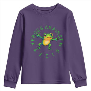 Frogs Against Fascism Youth Sweatshirt Portland Frog Protest Together Strong TS02 Purple Print Your Wear