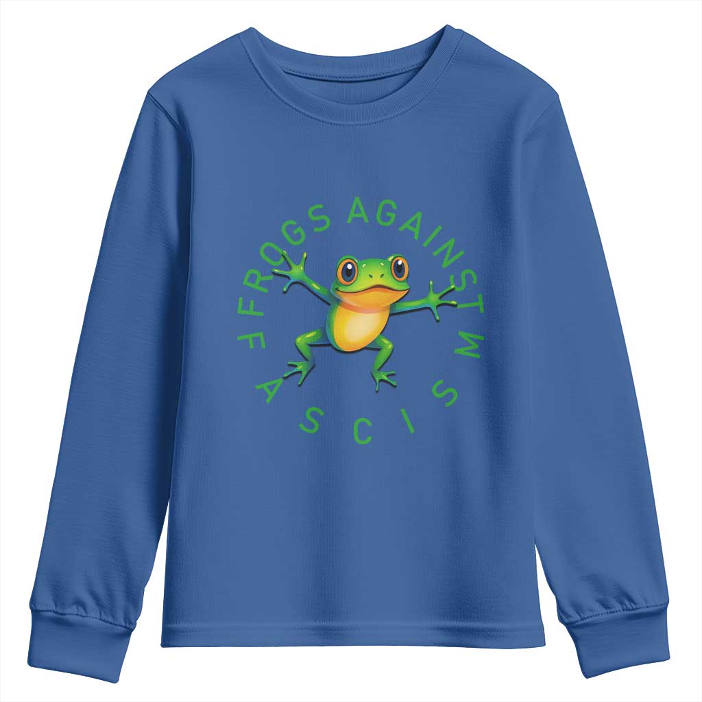 Frogs Against Fascism Youth Sweatshirt Portland Frog Protest Together Strong TS02 Royal Blue Print Your Wear