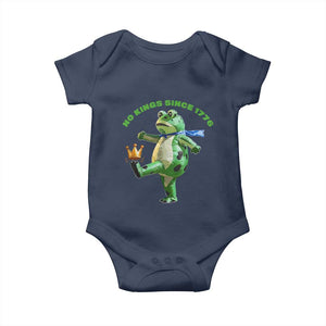 No Kings Since 1776 Frog Baby Onesie Funny Inflatable Frog Meme Protest Portland TS02 Navy Print Your Wear