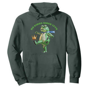 No Kings Since 1776 Frog Hoodie Funny Inflatable Frog Meme Protest Portland TS02 Dark Forest Green Print Your Wear