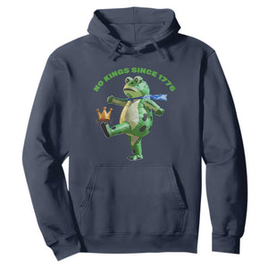 No Kings Since 1776 Frog Hoodie Funny Inflatable Frog Meme Protest Portland TS02 Navy Print Your Wear