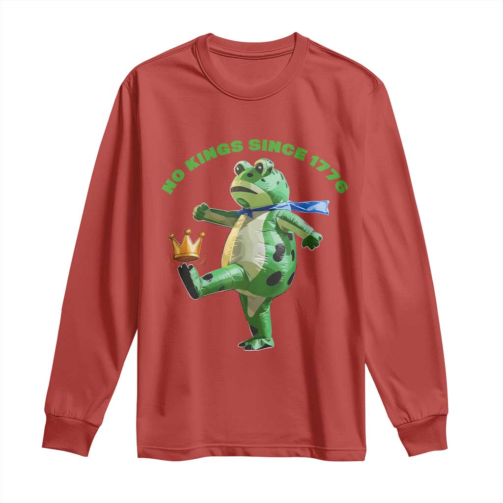 No Kings Since 1776 Frog Long Sleeve Shirt Funny Inflatable Frog Meme Protest Portland TS02 Red Print Your Wear