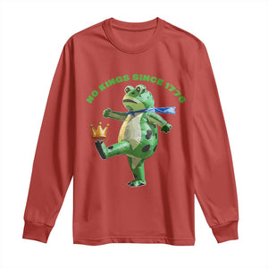 No Kings Since 1776 Frog Long Sleeve Shirt Funny Inflatable Frog Meme Protest Portland TS02 Red Print Your Wear