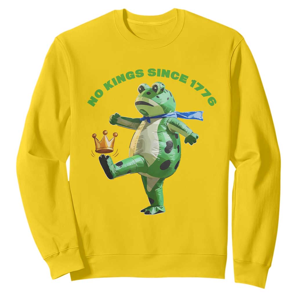 No Kings Since 1776 Frog Sweatshirt Funny Inflatable Frog Meme Protest Portland TS02 Daisy Print Your Wear