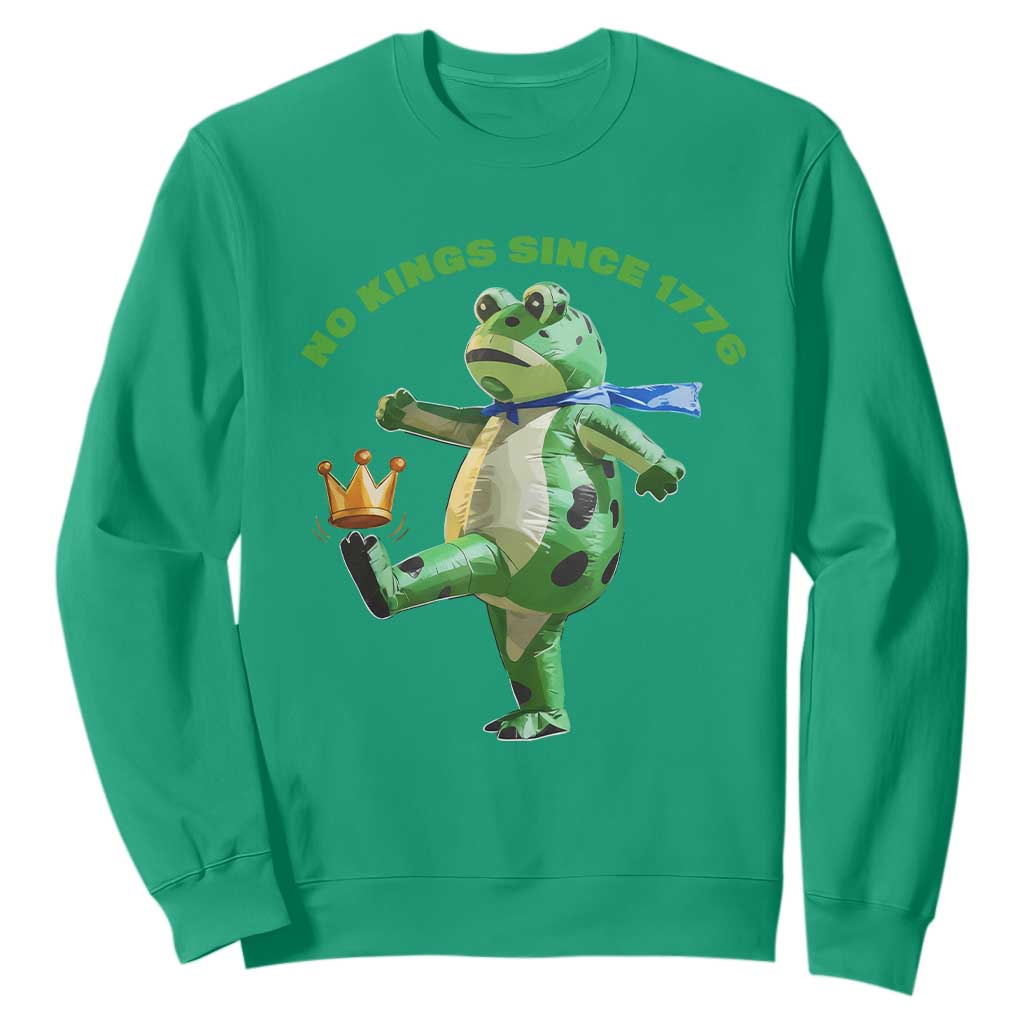 No Kings Since 1776 Frog Sweatshirt Funny Inflatable Frog Meme Protest Portland TS02 Irish Green Print Your Wear