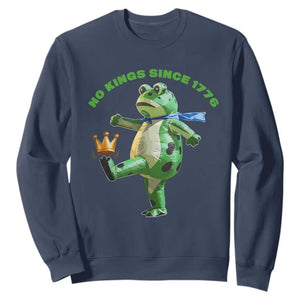 No Kings Since 1776 Frog Sweatshirt Funny Inflatable Frog Meme Protest Portland TS02 Navy Print Your Wear