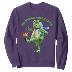 No Kings Since 1776 Frog Sweatshirt Funny Inflatable Frog Meme Protest Portland TS02 Purple Print Your Wear