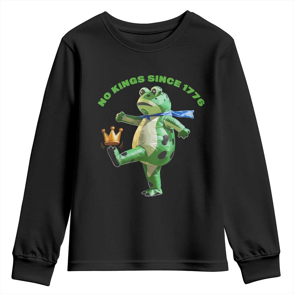 No Kings Since 1776 Frog Youth Sweatshirt Funny Inflatable Frog Meme Protest Portland TS02 Black Print Your Wear