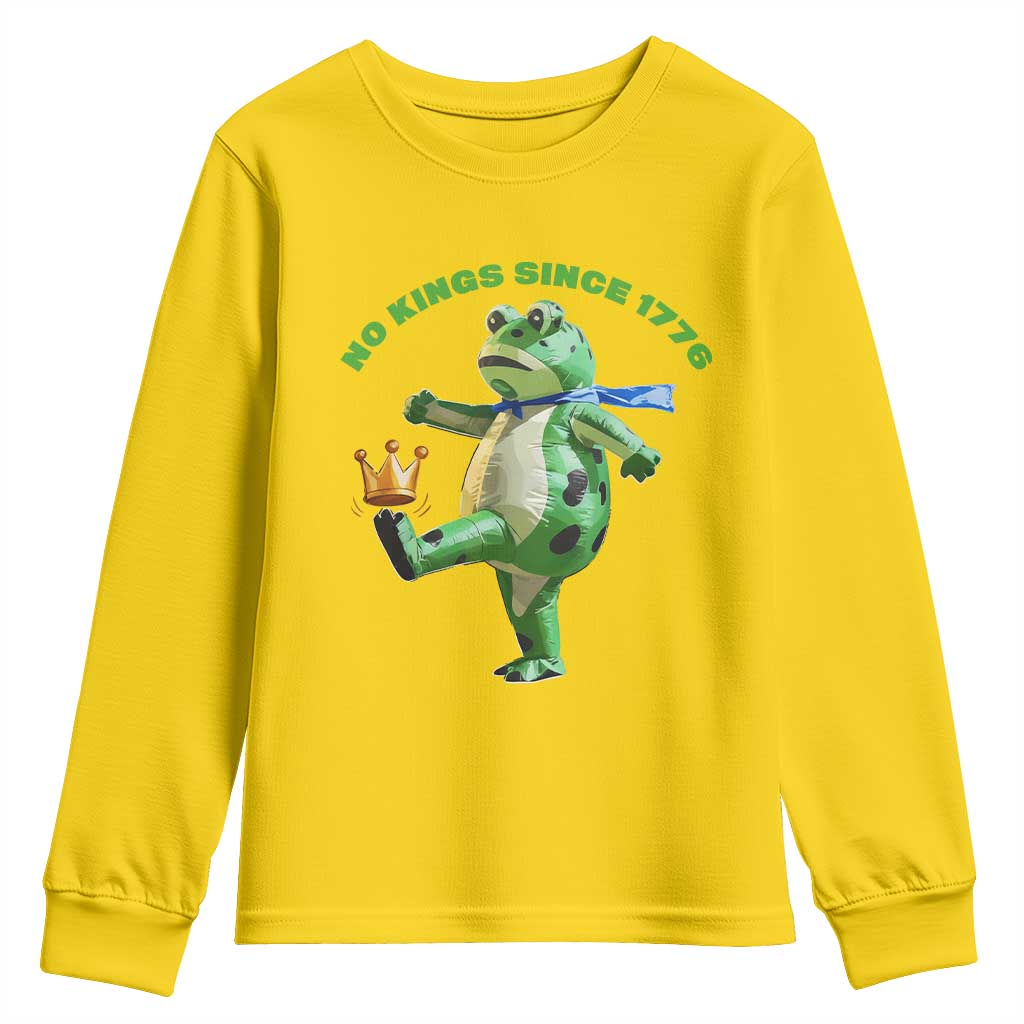No Kings Since 1776 Frog Youth Sweatshirt Funny Inflatable Frog Meme Protest Portland TS02 Daisy Print Your Wear