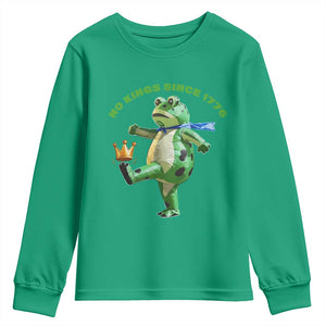 No Kings Since 1776 Frog Youth Sweatshirt Funny Inflatable Frog Meme Protest Portland TS02 Irish Green Print Your Wear