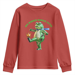 No Kings Since 1776 Frog Youth Sweatshirt Funny Inflatable Frog Meme Protest Portland TS02 Red Print Your Wear
