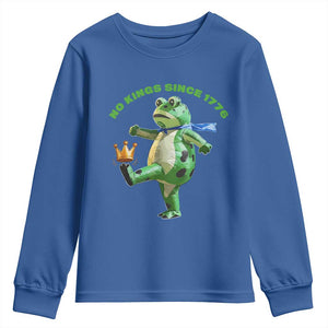 No Kings Since 1776 Frog Youth Sweatshirt Funny Inflatable Frog Meme Protest Portland TS02 Royal Blue Print Your Wear