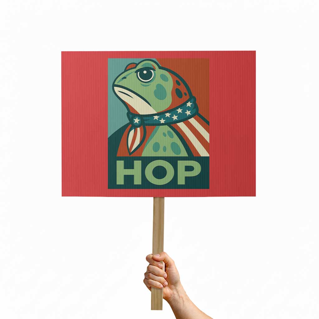 Hop Patriotic Frog Protest Sign Resist Protest Poster Graphic TS02 Horizontal 18" x 24" Red Print Your Wear