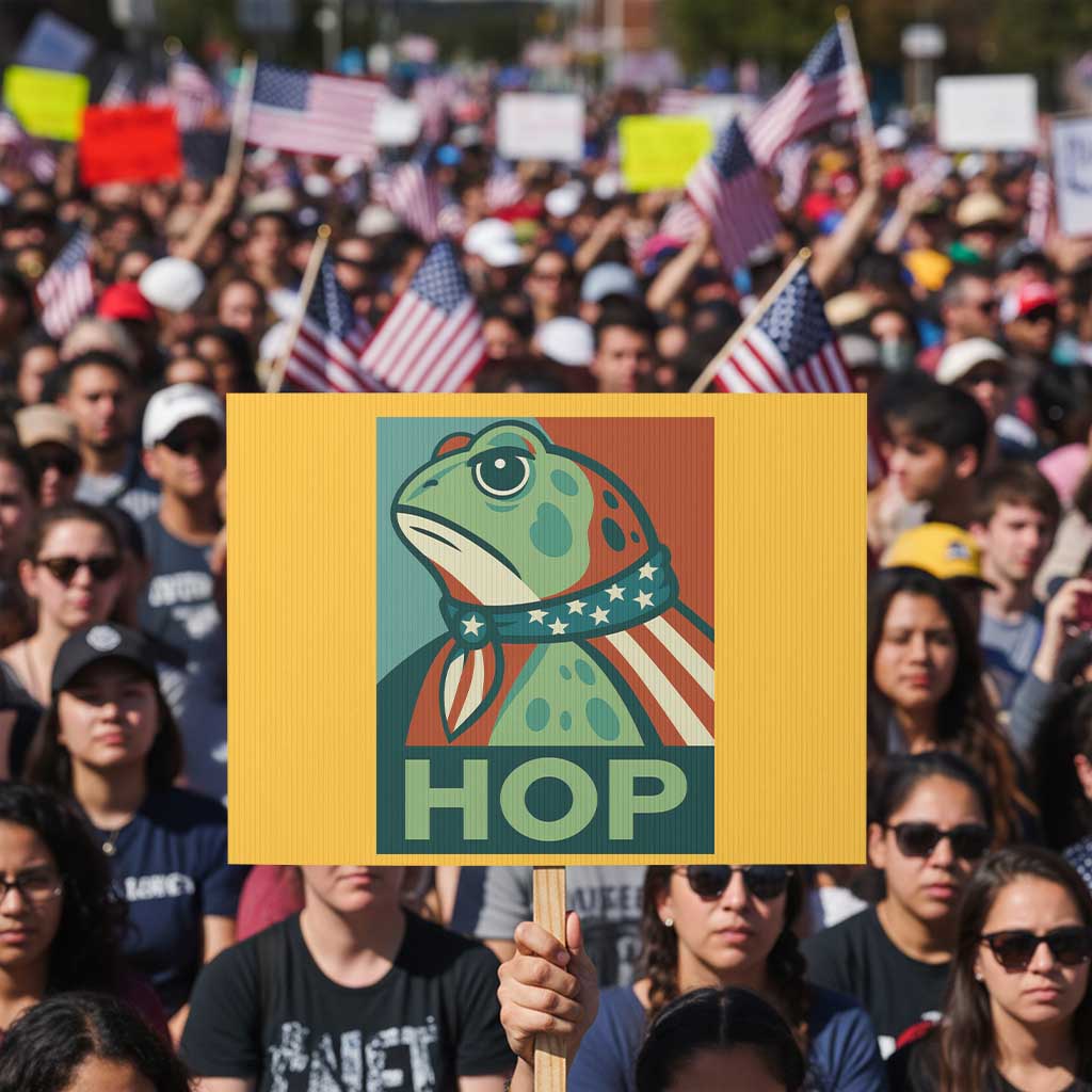 Hop Patriotic Frog Protest Sign Resist Protest Poster Graphic TS02 Horizontal 18