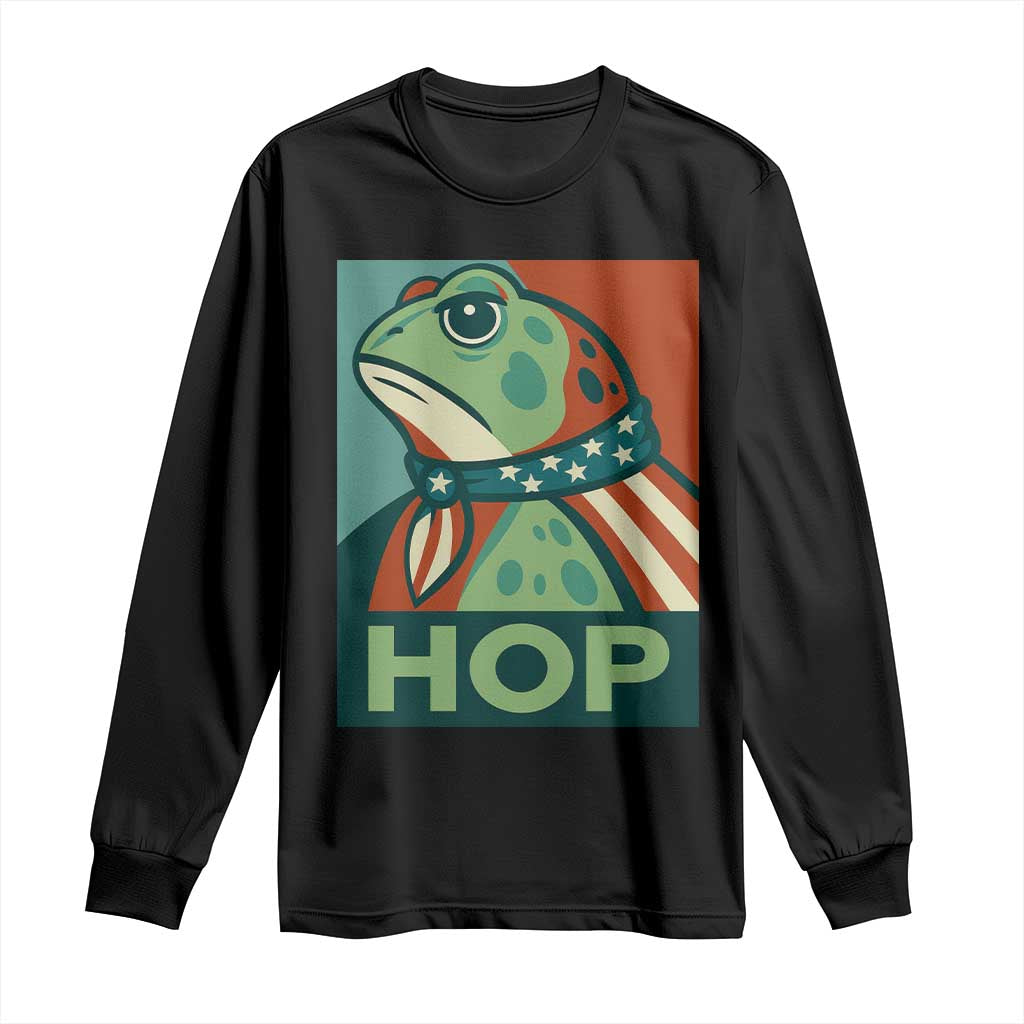 Hop Patriotic Frog Long Sleeve Shirt Resist Protest Poster Graphic TS02 Black Print Your Wear
