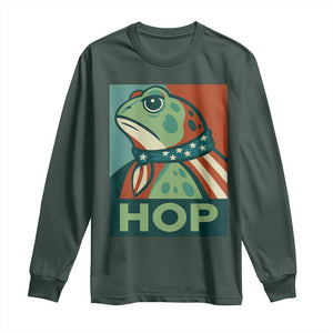 Hop Patriotic Frog Long Sleeve Shirt Resist Protest Poster Graphic TS02 Dark Forest Green Print Your Wear