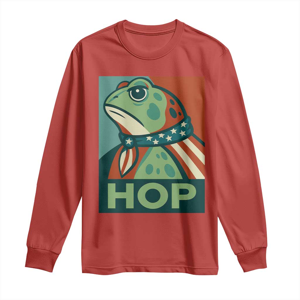 Hop Patriotic Frog Long Sleeve Shirt Resist Protest Poster Graphic TS02 Red Print Your Wear