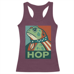 Hop Patriotic Frog Racerback Tank Top Resist Protest Poster Graphic TS02 Maroon Print Your Wear