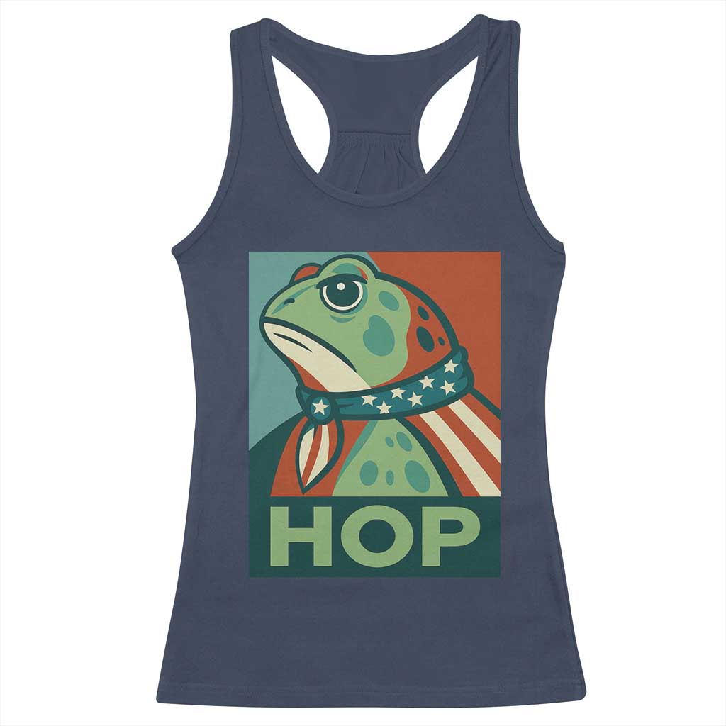 Hop Patriotic Frog Racerback Tank Top Resist Protest Poster Graphic TS02 Navy Print Your Wear